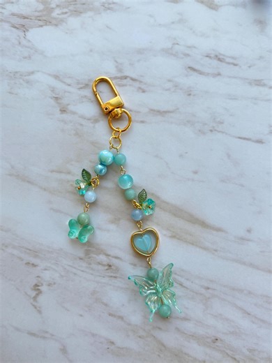 Blue Butterfly Beaded Keychain - Etsy