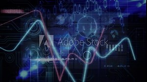 On load, oscillating blue and red traces scanning peaks and troughs, pulsing charts showing metrics
