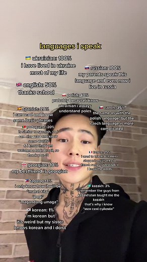 Variety of Languages Spoken by me: Russian, Ukrainian, English, Spanish, Georgian, Tagalog, Portuguese, Korean, Kazakh, French, Czech, Polish