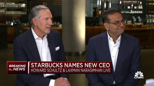 Watch CNBC's full interview with Starbucks founder Howard Schultz and incoming CEO Laxman Narasimhan