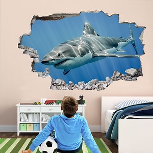 Shark Wall Decal Sticker Mural Poster Print Art Kids Bedroom Home Decor FM6 - Etsy