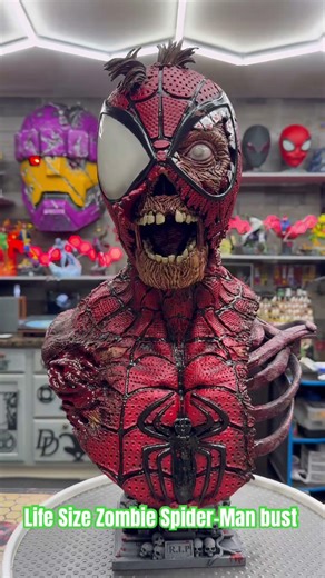 3D Printed Life Size Zombie Spider-Man bust
