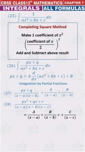 Integration Class 12 Chapter 7 All Formulas One Shot 🔥 BoardExam 2026 #shorts #youtubeshorts #viral