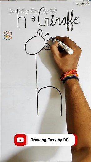 Giraffe drawing easy | Easy drawing of giraffe from h | how to draw Giraffe | animal drawing #shorts