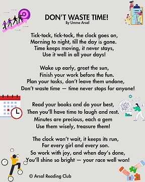 Stop Wasting Your Time | Don't Waste Time | Time Management poem for young learners #poetry #shorts