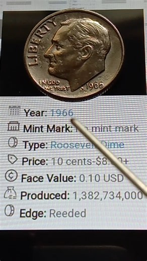 1966 Roosevelt Dime United States coin #shorts