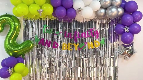 Two Infinity and Beyond Banner Cartoon Story 2nd Birthday Party Decorations Toy Inspired Game Kids 2nd Birthday Banner Party Supplies