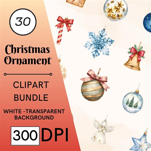30 Christmas Ornaments Watercolor Clipart, Decoration Bundle, Christmas Bauble, Digital Download - Etsy Canada