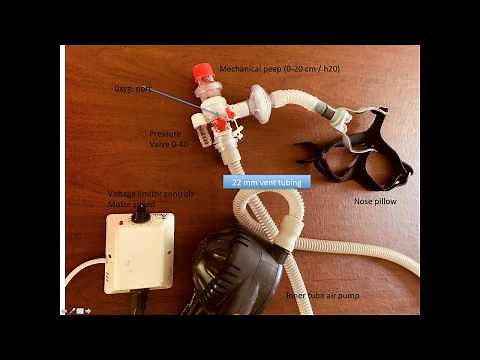 simple CPAP machine made with ambu bag valves and air pump motor