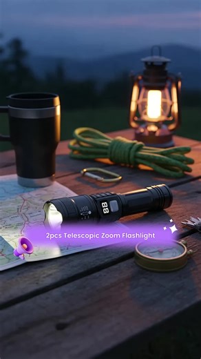 2pcs outdoor portable telescopic zoom flashlight, comes with a beautiful small gift box. It features a strong light explosion and an ultra-long-range spotlight, as well as a liquid crystal digital display. It is very suitable for camping, fishing, mainten #outdoorgear #4in1selfiestickwithfilllighttripod #outdoortools #4in1selfiestick #lightergadget #ledflashlight #lightbulbs #flashlights #rechargeablelight #powerfulflashlight