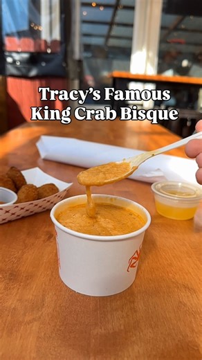 POV: You're in Juneau and someone mentions our King Crab Bisque 🦀 Made with real king crab and enough richness to make you question every other bisque you've ever had. Fair warning: One spoonful and you'll be planning your next trip back before you even finish the bowl 😏 | Tracy's King Crab Shack