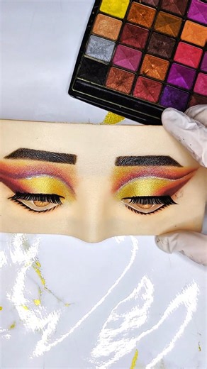 Sunset Yellow Cut Crease Glam 🌅✨ Trending Eye Makeup #shorts #trending #viralshorts #viraltrend