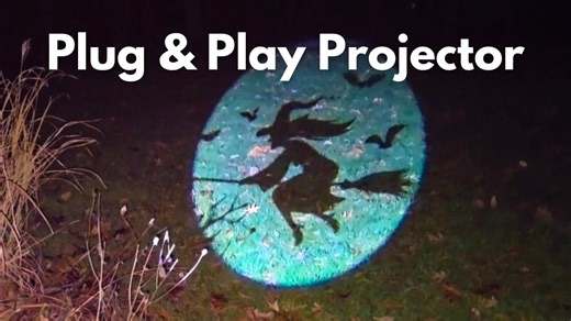 Watch Plug & Play Outdoor LED Projector Light Rotating Witch Projection Waterproof & Easy Setup on Amazon Live