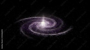 Seamless loop of rotating spiral galaxy / Milky Way. High quality, realistic animation. 4K @ 60fps