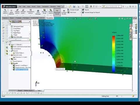 Lesson 5 - Stress Concentration. Round Hole. (Solidworks Simulation)