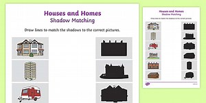 Houses and Homes Shadow Matching Worksheet