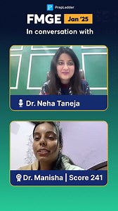 7.4K views · 3 comments | Dr. Manisha, FMGE Score - 241, says: "RR and LRR sessions helped me a lot. The concepts were made clear, making rapid revision easier. The Champions Exam was a true confidence booster." . . #fmge #fmge_mci_exam #successstory #topperinterview #prepladder | PrepLadder Medical | Facebook