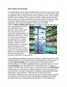 Value Added in Agriculture Worksheet for SubPlan & Homework