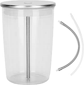 16.9 oz Glass Milk Container for Jura & Stainless Steel Milk Pipe Casing with HP3 Adapter, Compatible with Jura Coffee Machine Models: Z8, Z6, J6, S8, S80, E8, GIGA X8G2/ X3G2, X8, X10, WE8
