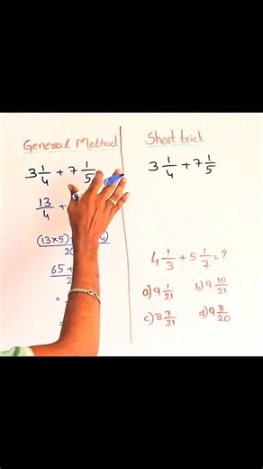 Akshay on Instagram: "😵‍💫 still confused when adding mixed numbers? here’s the easiest trick you’ll ever need! 💡 perfect for ssc, banking, railways & campus placement exams — master this once and never mess up again! ⚡ tag your study buddy who always mixes up the fractions 🤯 save this reel for revision before your next test! 📘 don’t forget to follow @_learnwithakshay for more short tricks and tips! 🚀 #mixednumbers #mathtricks #competitiveexam #sscprep #bankingexam #railwayexam #campusplace