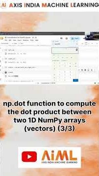 np.dot function to compute the dot product between two 1D NumPy arrays. #numpy #python