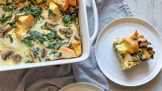 30-Minute Spinach And Mushroom Egg Strata Recipe - Mashed