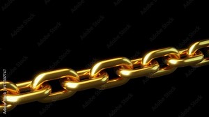 Realistic seamless looping loop 3D animation of the gold chain. 4K UHD in black screen.