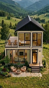 1.5M views · 21K reactions | Epic escape vibes: container-crafted haven nestled in mountain meadows, fire pit stories glowing till dawn.  #housedesign #containerhouse #containerhome #cabinlife | Back To Home | Facebook