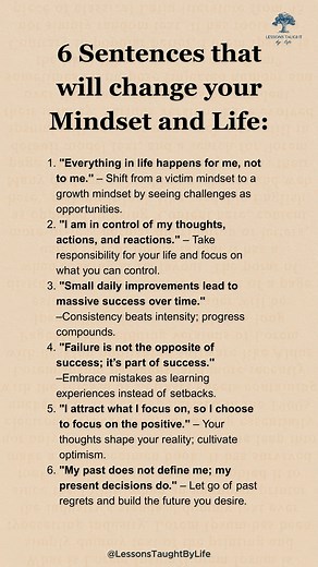 6 sentences that will change your mindset | Lessons Taught By Life