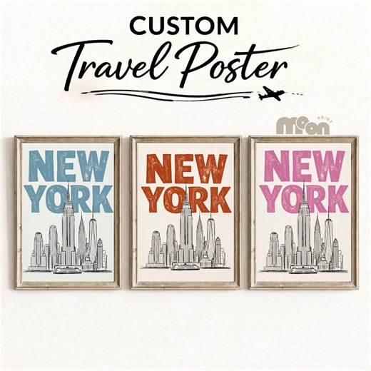Custom City Travel Poster | Personalized Location Print (digital Download) - Etsy
