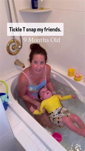 Tickle T Snap my Friends! The earliest indicator, or opportunity to prove your child understands how to use strength In the water, is with Tickle T Snap. To be safe you gotta have propulsion, A couple other things too, but definitely the ability to actually move directionally. Starting the arm mechanics in the tub is a major leg up for pool time. You have to make sure they understand the timing. Soft tickle. Soft T, hard snap. That happens in the tub. When they get a little more experienced, and