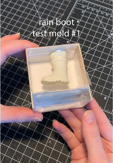 well kids.. safe to say this was a learning experience 🙃 here I’m attempting to make my first rain boot “test mold” - an injection style mold where I’ll cast miniature rubber rain boot earrings! ☔️🥾 Aluminum injection molds are a little expensive & currently out of my reach. I thought why not use a material I’m already comfortable with (@TotalBoat resin 💙) to try and make my own! What I learned: 💔more mold release is ✨more✨ (especially between resin pours). 💔try a deep pour resin next 💧(le