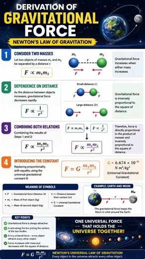 🚀 Derivation of Gravitational Force in 60 Seconds | Newton's Law of Gravitation Explained