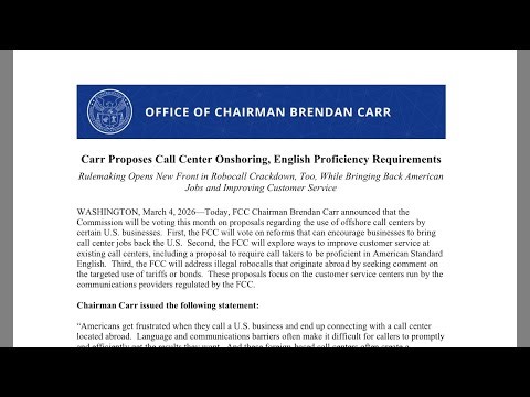 #FCC Chairman Brendan CARR ✅ Overseas CALL-CENTERS 🤯✅