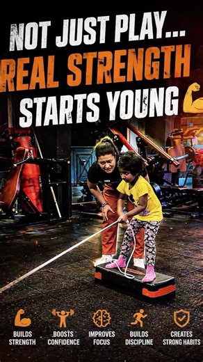 Think kids can’t train strength? Watch this 💪 #kidsfitness
