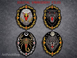 Gothic Animal Embroidery Bundle Large Back Patch Designs, Wolf Panther Eagle Scorpion Machine Embroidery Files for Jacket Back - Etsy Canada