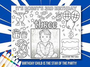 Photo to Coloring, Custom Coloring Book Page, Personalized Birthday Placemat, Kids Activity - Etsy