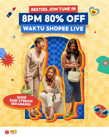 Jangan lupa saksikan 8PM Shopee Live Hours hari ni! ⚡ Untuk dapatkan semua keperluan fesyen dan beauty dengan diskaun 70% mestilah add to cart dari Shopee Live 📽 Nak Jimat lebih, klik sini sekarang: https://shope.ee/6UvP3gZMFX #ShopeeMY #ShopeeSuperFashionDay | Shopee