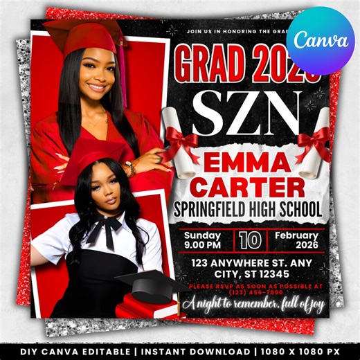 Graduation Invitation Flyer, Graduation Party, Class of 2026 Flyer, Graduate Flyer, Graduation Party,graduation Invitation Template - Etsy