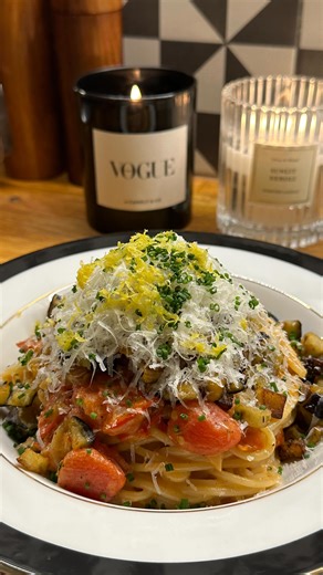 5.9M views · 1.7K reactions | Spaghetti with camembert, tomatoes and eggplant is a perfect idea for a Valentine’s Day dinner. ❤️Recipe tomorrow.‍ #valentines #date #pleaser #cooking #besttime #chef #pasta | Volodymyr Testardi | Facebook