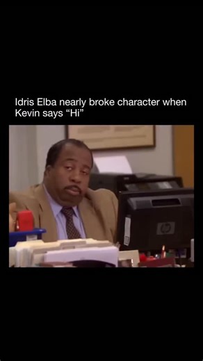 Michael Scott on Instagram: "In this hilarious The Office moment, Idris Elba, who plays the no-nonsense Charles Miner, almost breaks character when Kevin awkwardly says “hi” long after everyone else. The perfectly timed delay catches everyone off guard — including Idris, who visibly struggles not to laugh while trying to stay in his strict, serious role. It’s one of those rare times you see the usually composed Elba fighting back a smile. Fun fact: Idris joined The Office in Season 5 while also