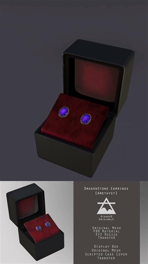 Dragon Stone Earring Amethyst | Second Life - PBR #secondlife #virtualworld #metaverse #pcgaming