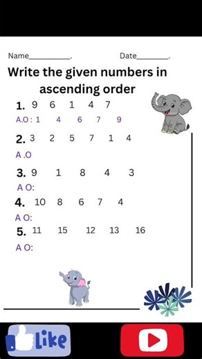 1st Standard Maths Worksheet | Ascending Order, Descending Order & Place Value🐻