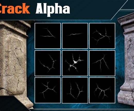 ArtStation - 50 Crack Alpha - Vol.15   Free Tutorial ( 4k PNG ) | Brushes
