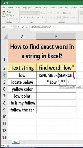 How to find exact word in a string in Excel?