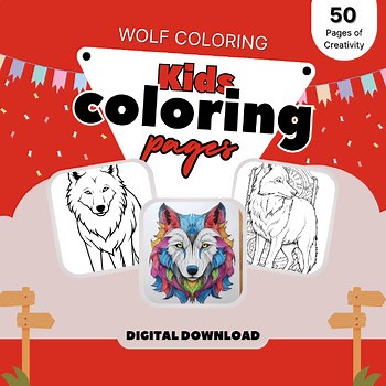 Wolves: 50 Forest Coloring Pages for Kids and Adults