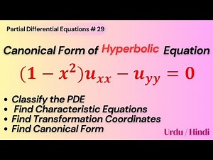 Solved Example || Canonical Form of Hyperbolic PDE || Variable Coefficients