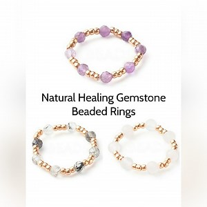 Beaded Stackable Rings Gemstone Beaded Ring, Crystal Ring, Stretch Beaded Rings Beaded Elastic Ring Engagement Ring Best Gift for Men Woman - Etsy