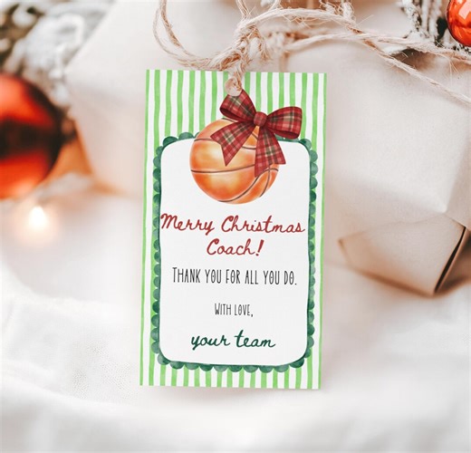 Basketball Coach Gift Tag Personalized, Merry Christmas Coach Printable Card (made-to-order Digital Download) - Etsy Canada
