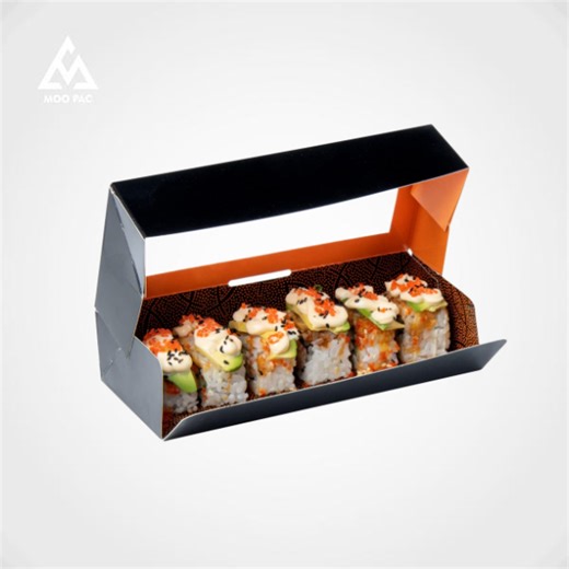Sushi Box Custom Printed Food Grade Greaseproof Kraft Paper Take Out Clear Food Box Sushi Packaging